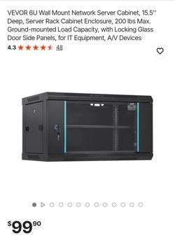VEVOR 6U Wall Mount Network Server Cabinet, 15.5'' Deep, Server Rack Cabinet Enclosure, 200 lbs Max. Ground-mounted Load Capacity, with Locking Glass 