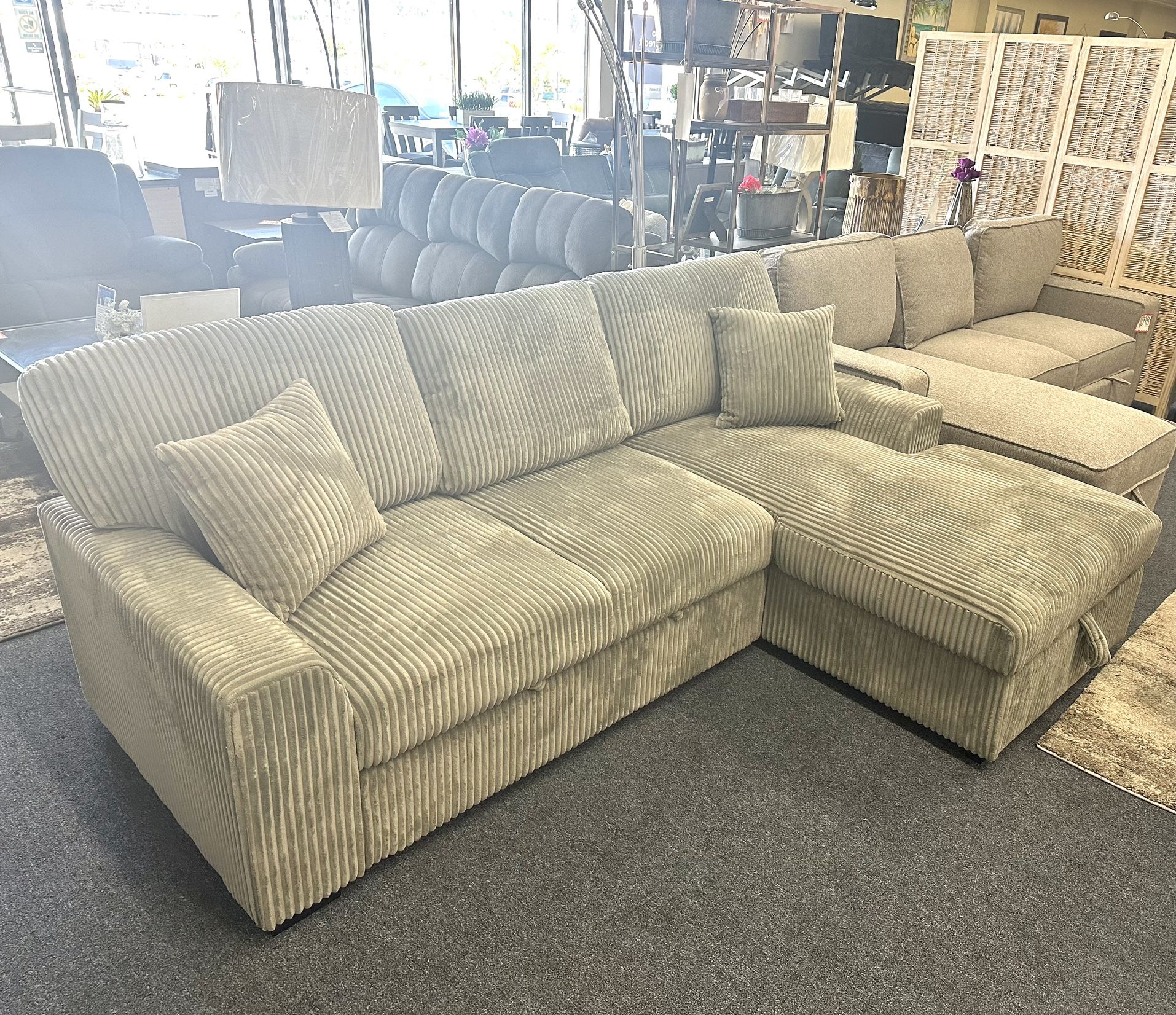 Light Gray Sleeper Sectional 