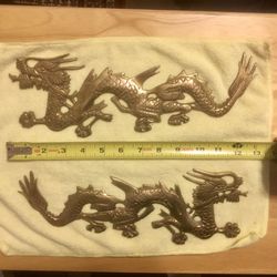 Chinese Dragon - brass wall decor pair - Happy New Year