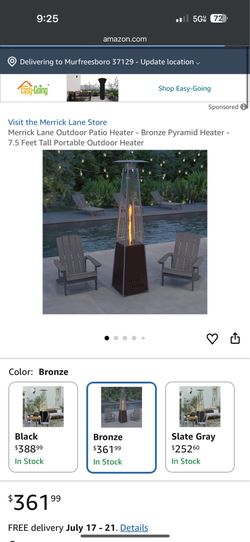 Merrick Lane Outdoor Patio Heater - Bronze Pyramid Heater - 7.5 Feet Tall Portable Outdoor Heater