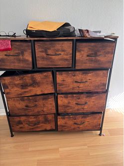 $30 Rustic Fabric Dresser with 9 Drawers