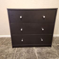 3 Drawer Black Dresser 28.5"Wx27"Hx12"D