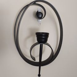 LARGE BLACK METAL SWIRL OVAL VOTIVE OR TEA LITE CANDLE HOLDER