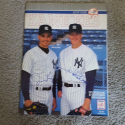 Signed NEW YORK YANKEES JIMMY KEY AND JIM ABBOTT PROGRAM JUNE 1993 autographed great shape
