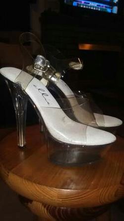 Clear High Heel Stiletto Ankle Strap Sandals* Elle brand* -