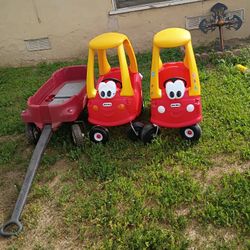 Have These 2 Little Tikes Cozy Coupes And One Red Flyer Wagon $20 Each Are All For 50