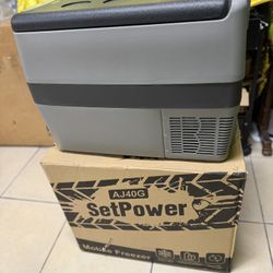 SETPOWER AJ40 42QT PORTABLE FREEZER FRIDGE 12V COOLER CAR.CAMPING.RV.DUAL  DESIGN. FAST COOLING IN JUST 15MINUTES Key item features Generated by AI  L