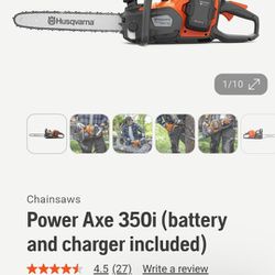 Brand New Husqvarna Power Axe 350i Ch (W/ Battery & Charger)