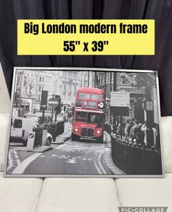 IKEA  Big Huge Photo Picture Frame Decor London 55” X 39” Red Bus Art Piece Europe Modern 