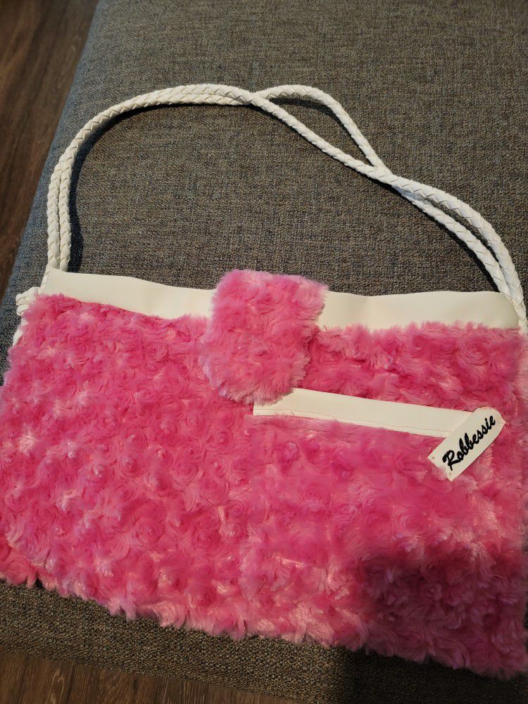 New Hot Pink Barbie Fur Handbag Purse Tote