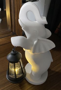 White Elephant Lantern Statue – Lighted Garden Decor – LED Indoor/Outdoor