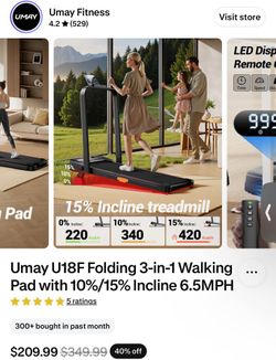 Umay U18F Folding 3-in-1 Treadmill - 16% Incline Walking Pad