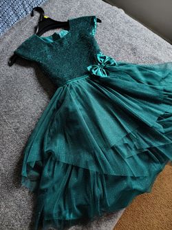 Girls green party dress