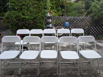 10 White Folding Party Chairs – $100 OBO