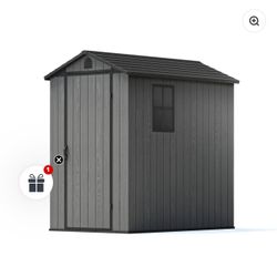 Patiowell 4' x 6' Outdoor Storage Shed with Floor, Plastic Shed Outside Resin Tool Shed with Window and Lockable Door for Backyard Garden Patio Lawn, 