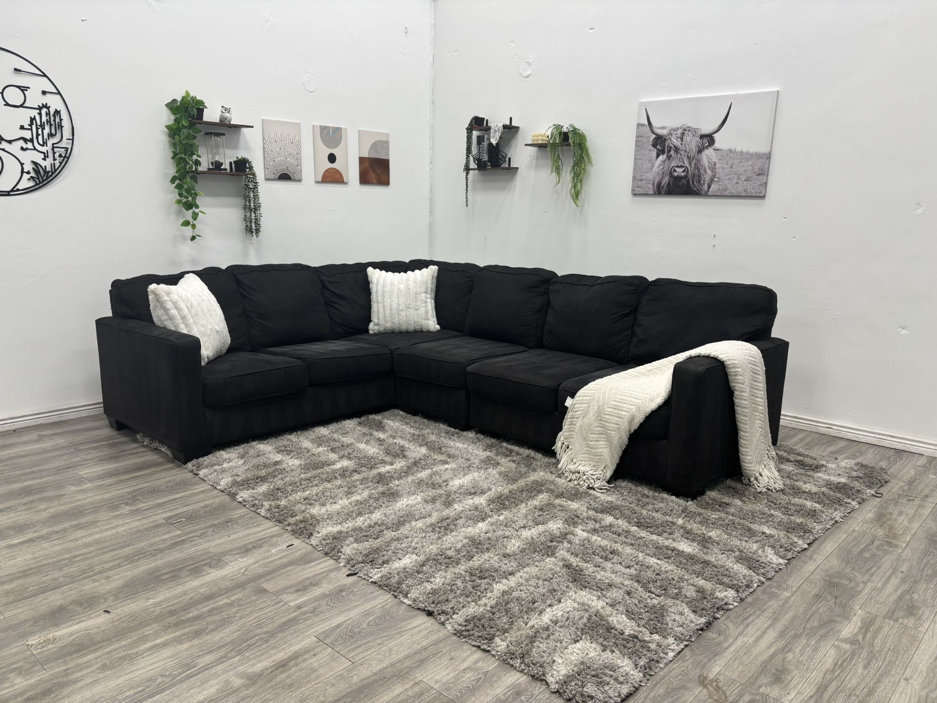 Black Sectional Couch - Free Delivery