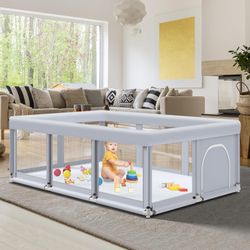 Fshibila 74" ×50" Large Baby Playpen, Baby Playard For Babies And Toddlers, Baby Fence Play Pens For Indoor & Outdoor, Sturdy Safety Play Yard With So