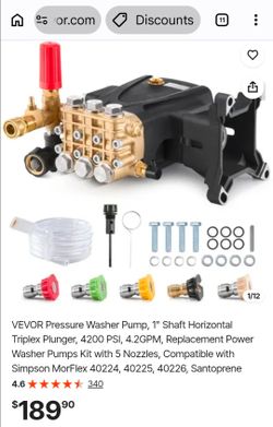 VEVOR Triplex Plunger Pressure Washer Pump Kit