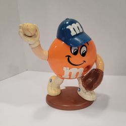 Rare Vintage M&M Dispenser Baseball Orange Pitcher Novelty Gifts M&M's Mars 9.5"