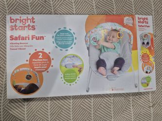Bright Starts Safari Fun Vibrating Bouncer with 2 playtime toys
