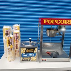 Commercial Popcorn Maker And Butter Warmer " USED ONCE LIKE NEW "