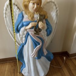 Christmas Angel Blow Mold SANTAS BEST Vtg LARGE 38" Lighted Outdoor Yard Decor