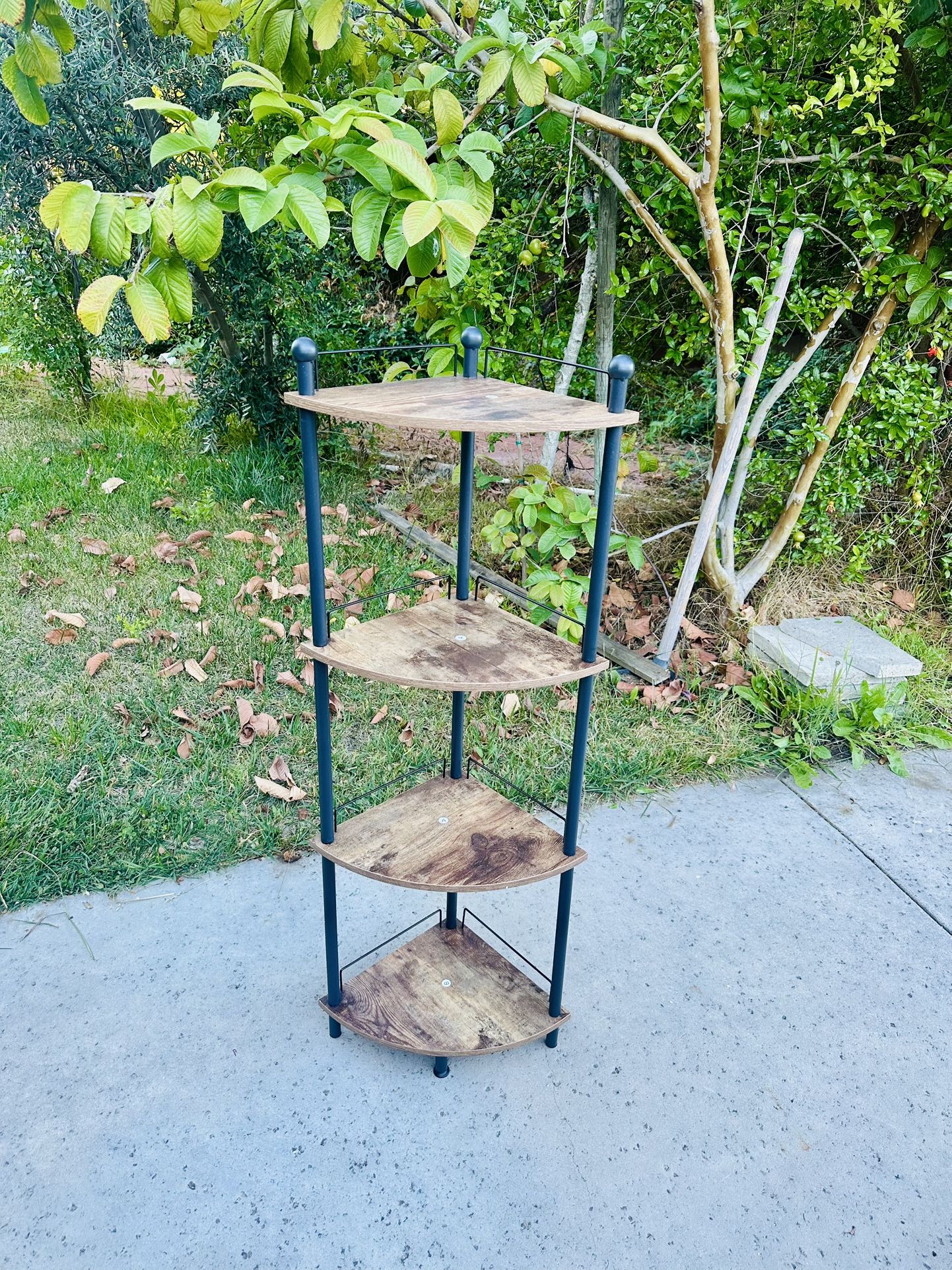 Wood 4 Tier Corner Shelves Organizer Storage Size 45" Tall New Condition Assembled