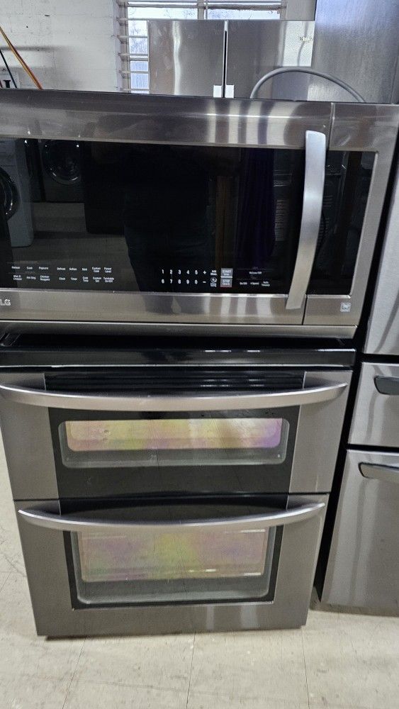 LG Stove And Microwave Black Stainless Steel