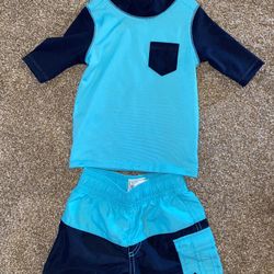 Swim Rash Guard Shirt and Swim Trunks (size 12-18)
