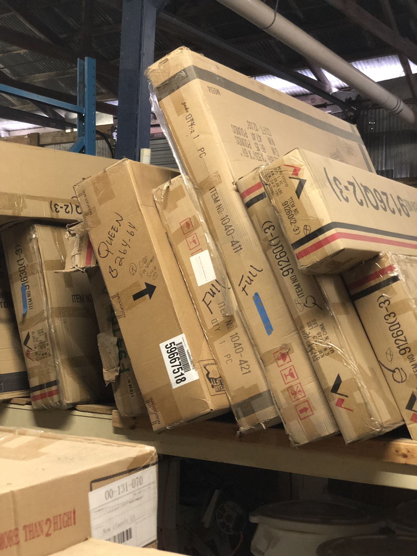 All new assorted furniture in boxes, must go first come only