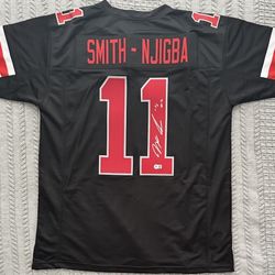 Jaxon Smith-Njigba Signed Ohio State Custom Pro Style Jersey Beckett