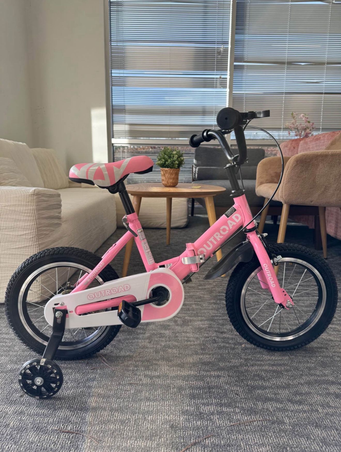 (14-Inch)Foldable Children’s Bike – Toddler Bicycle for Boys & Girls Ages 3-6 with Training Wheels, Dual Handbrakes (Pink). 💰40$