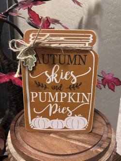 New "Autumn Skies And Pumpkin Pies" Ashland Wood Sign Decor Fall Halloween