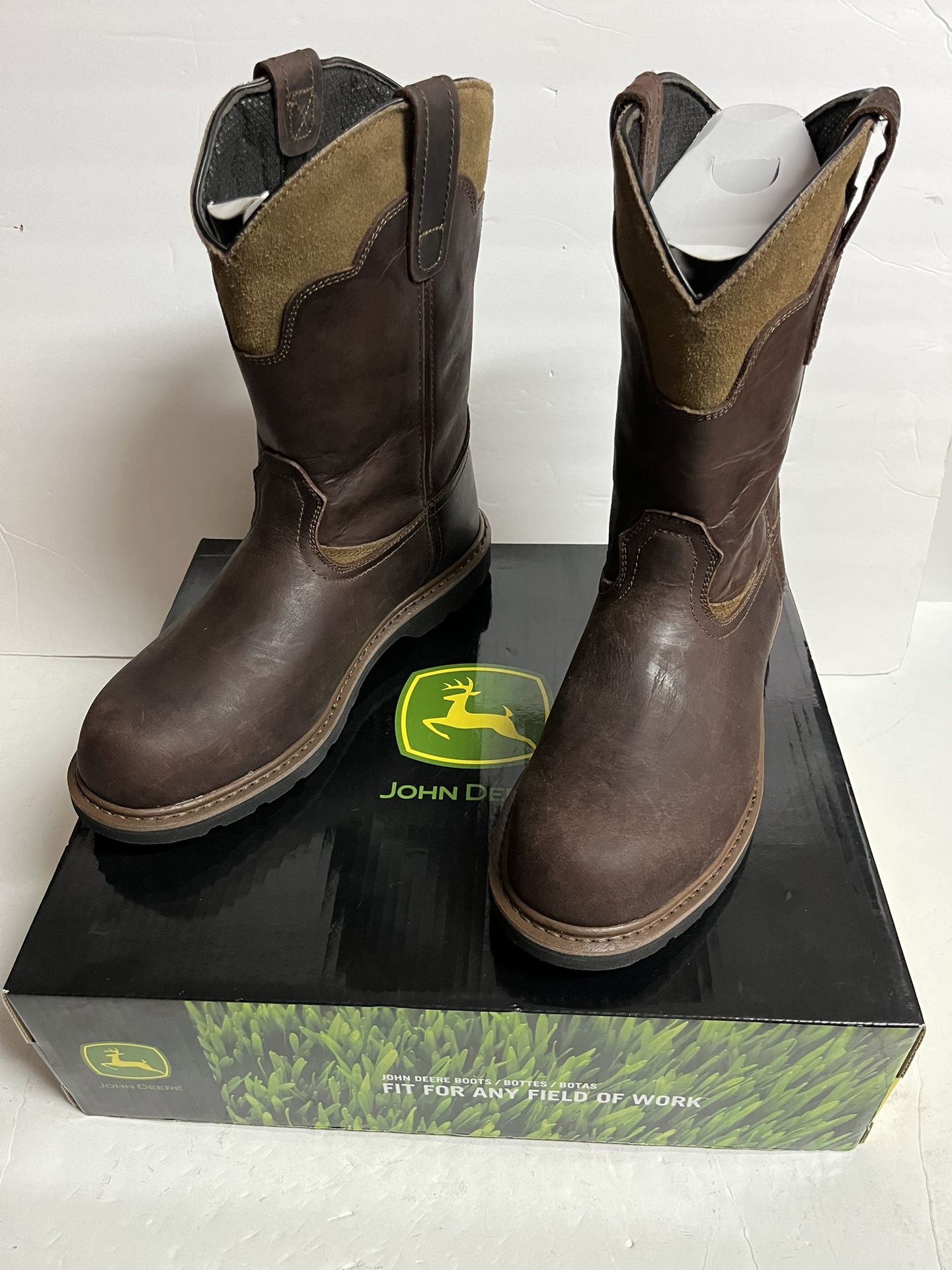 John Deere Brown Work Boots with Green Accents John Deere 6in. Waterproof Lace-Up Work Boots — Dark Brown  main image 3