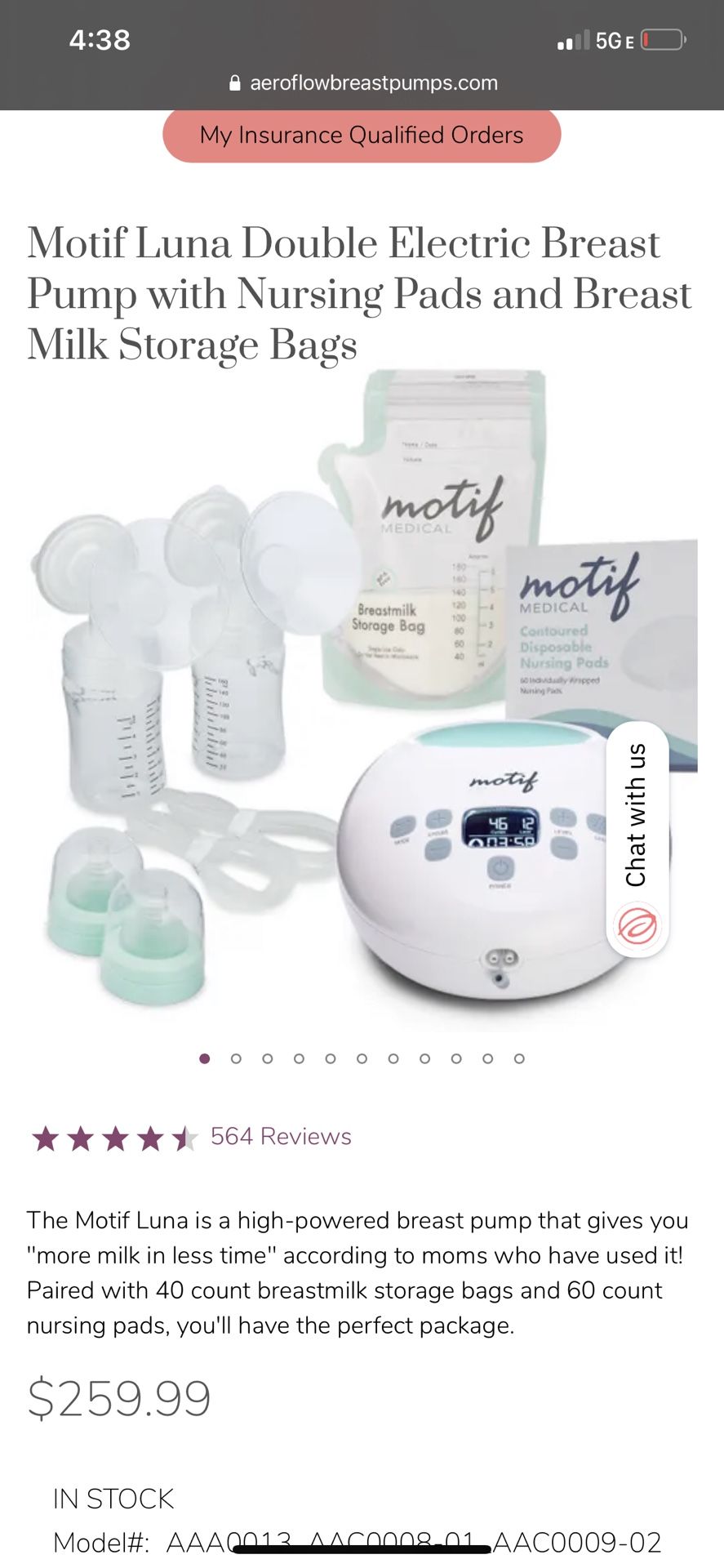 Motif Luna Breast pump, Milk Storage Bags, And Breast Pads