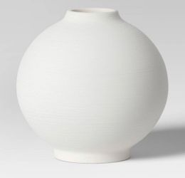 Ceramic Round Textured Vase White - Threshold