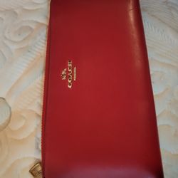 Coach Red Leather Acordian Wallet