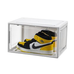 Magnetic Shoe Storage Box Drop Side Sneaker Case Stackable Container XL White