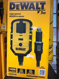 DEWALT 140-Watt Portable Power Inverter for Car with Dual USB Ports