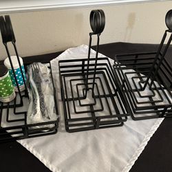 “THREE” AMERICAN METAL CRAFT  8” CONDIMENT BASKET