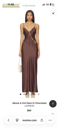 Maxi Chocolate Brown silk dress LIONESS