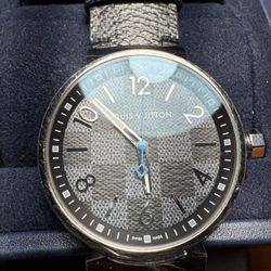 LOUIS VUITTON Tambour GM Watches QA073 Black Dial Stainless Steel/Monogram