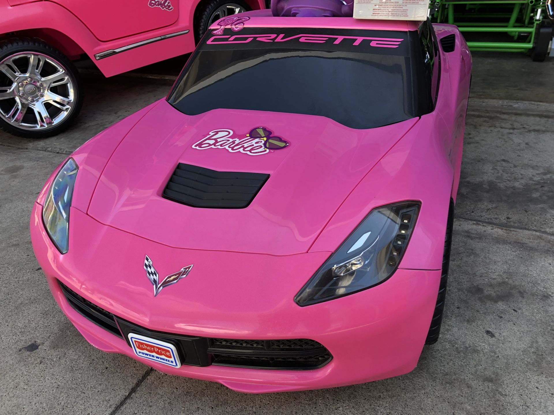 Pink Barbie Corvette Car 12volt electric kids ride on cars power wheels