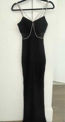 Black Maxi Dress with Crystal Chain Straps
