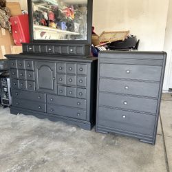 Solid Wood Dressers Set With Mirror 🪵 