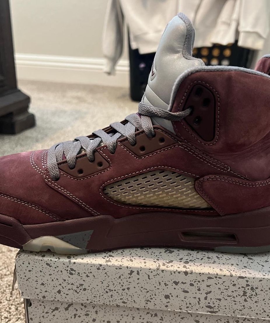 Burgundy Jordan 5s Size 11.5