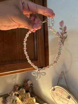 Faux Pearl Wire Necklace With Bow