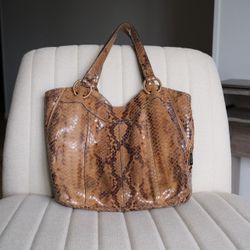 Michael Kors Tan / Brown Python Snakeskin Shoulder Bag 