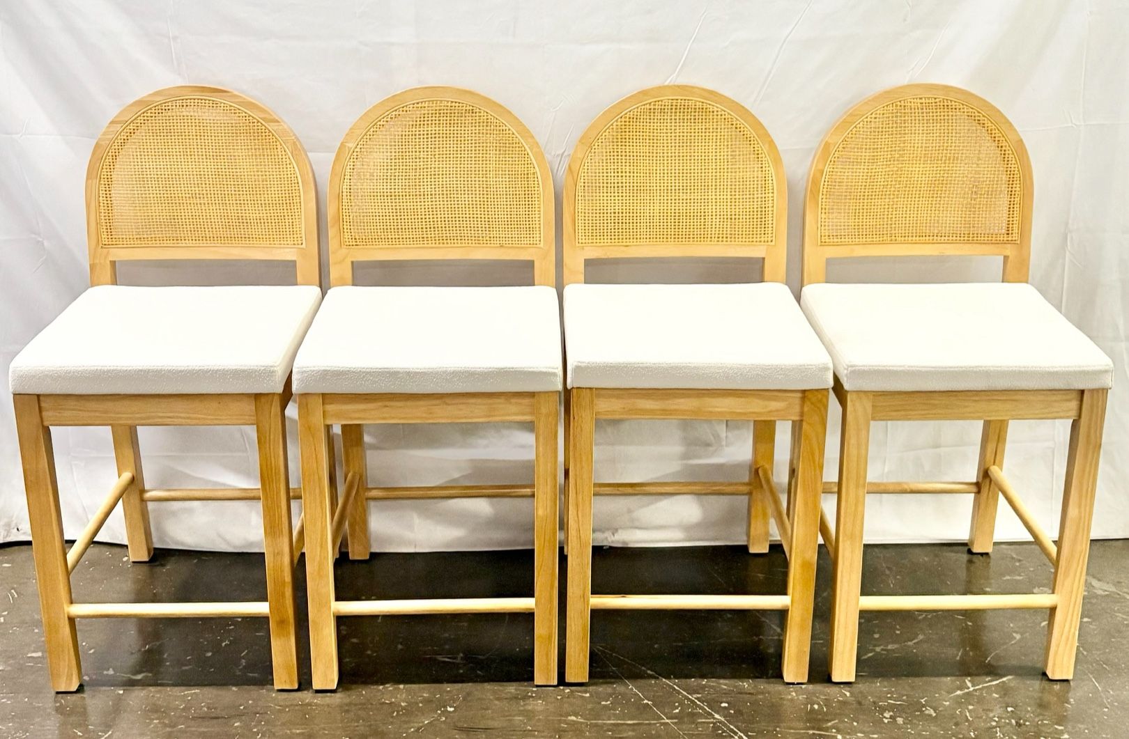 24” Counter Height Bar Stool , Solid Wood, Natural Rattan, Set of 4 *Free Delivery*