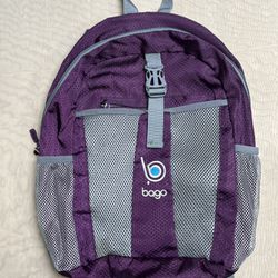 Bago Lightweight Packable Travel Backpack purple gray mesh side pockets